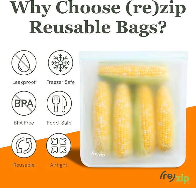 zip Gallon Reusable Storage Bags, Food-Grade 100% Food-Safe PEVA, - Image 4