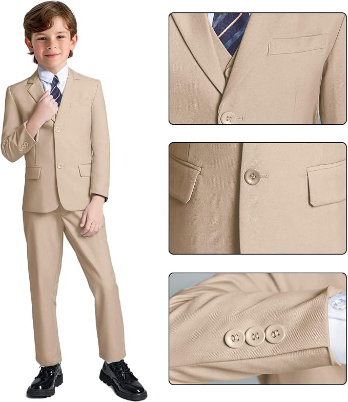 Boys Suit for Kids Teens Formal 5 Piece Tuxedo Suit Set - Image 3