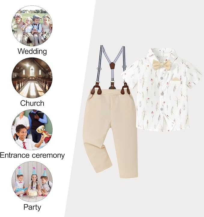 CARETOO Toddler Boy Clothes Suit Gentleman Wedding Outfits Kids Formal Dress - Image 4