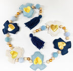 Dusty Blue Gold Baby Clothes Decoration Pre-Strung Handmade Felt Baby Clothes - Image 3