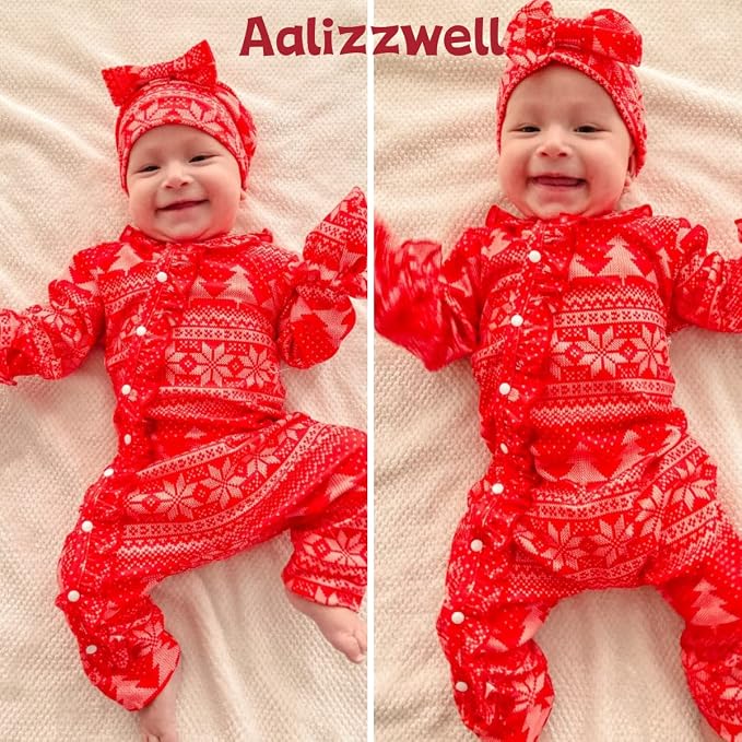 Aalizzwell Baby Girls Romper Outfit Fall Winter Clothes - Image 2