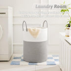Laundry Basket, Woven Cotton Rope Laundry Hamper, 80L - Image 2