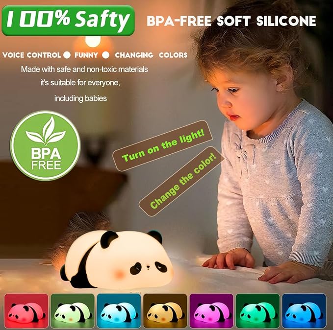 Squishy Cute Panda Night Light, Voice Controlled Light - Image 2