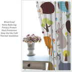 Forest Animals Kids Blackout Curtains Cartoon Cute Bear Deer Squirrel Owl - Image 2