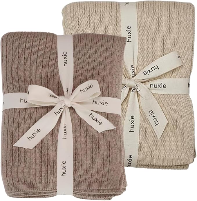 Knitted Organic Cotton Baby Blanket- Swaddle Blanket by huxie