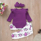 Newborn Baby Girl Clothes, Infant Girl Outfits Long Sleeve Ruffle Romper + - Image 3