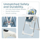 KÜB 3-in-1 Foldable Baby High Chair, 7 Height & 4 Recline Adjustable Seat & Tray - Image 4