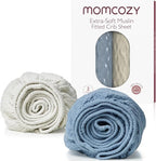 Momcozy Muslin Standard Fitted Crib Sheets, 2 Pack Soft Breathable Natural by Momcozy