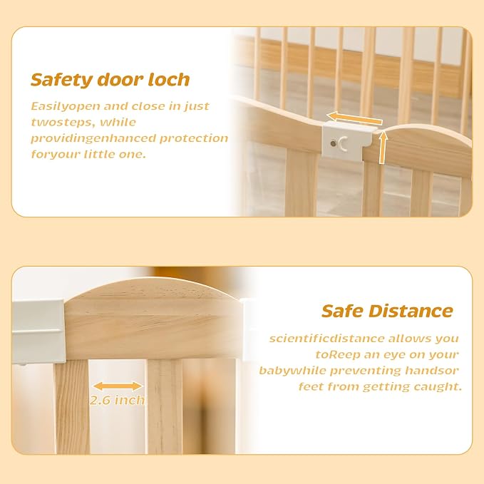 Baby Play Pen, Large Playpen for Babies and Toddlers Expandable Wooden Play Yard - Image 3