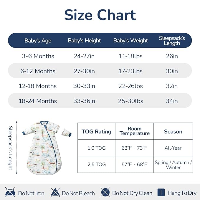 Baby Sleep Sack 12-18 Months, Cotton Detachable Long Sleeve Sleep Sack - Image 7