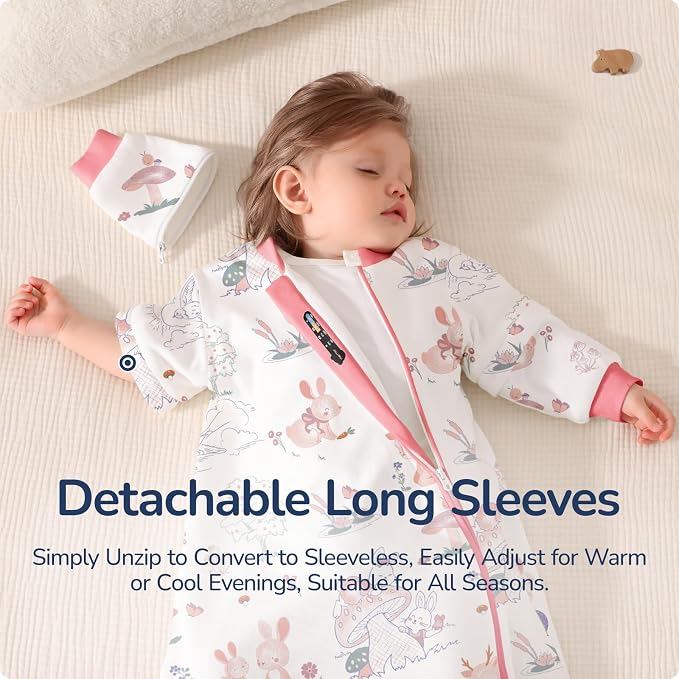 Baby Sleep Sack 12-18 Months, Cotton Detachable Long Sleeve Sleep Sack - Image 2