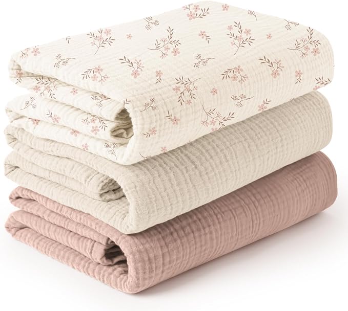 Konssy 3 Pack Muslin Swaddle Blankets by Konssy