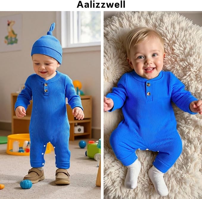 Aalizzwell Newborn Baby Ribbed Romper - Image 2