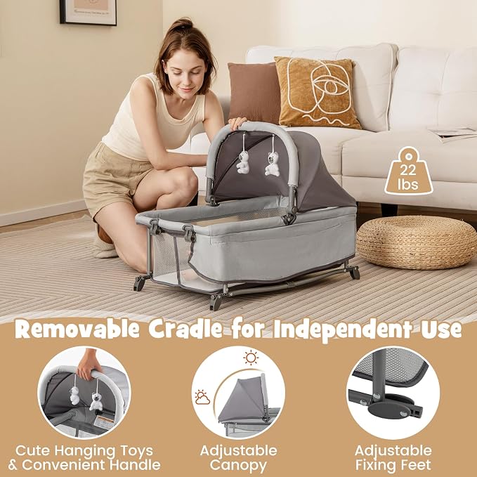 BABY JOY 4 in 1 Pack and Play, Portable Baby Playard - Image 3