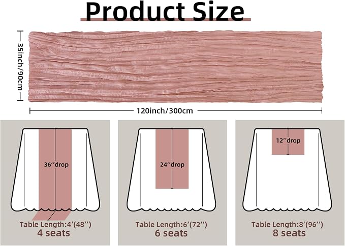 FEXIA Dusty Rose Pink Table Runner Cheesecloth - Image 2