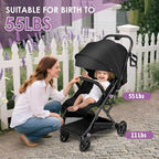 Lightweight Stroller, One-Hand Fold Compact Travel Stroller from Birth to 55 lbs - Image 6