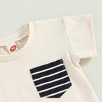 Rtnnsbbfcm Newborn Baby Boy Summer Clothes Short Sleeve Color Block Front - Image 4