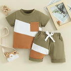 Rtnnsbbfcm Newborn Baby Boy Summer Clothes Short Sleeve Color Block Front - Image 2