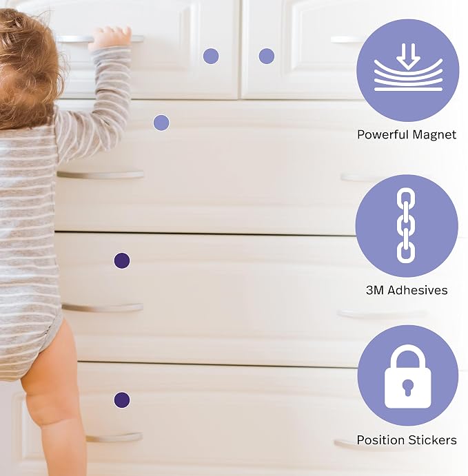 MATANA 20 Pack Magnetic Cabinet Locks Baby Proofing Adhesive Easy Installation - Image 6