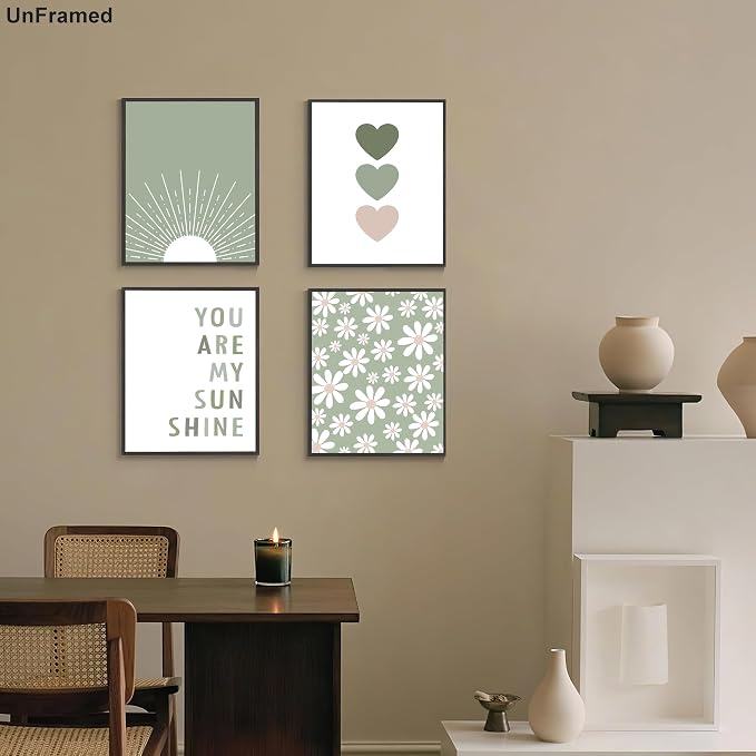 Boho Wall Art Poster Set of 4 Sage Green Nursery Wall Decor “You Are My - Image 2