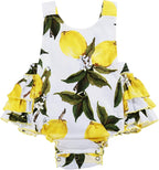 Baby Girl's Floral Print Ruffles Romper Summer Clothes - Image 5
