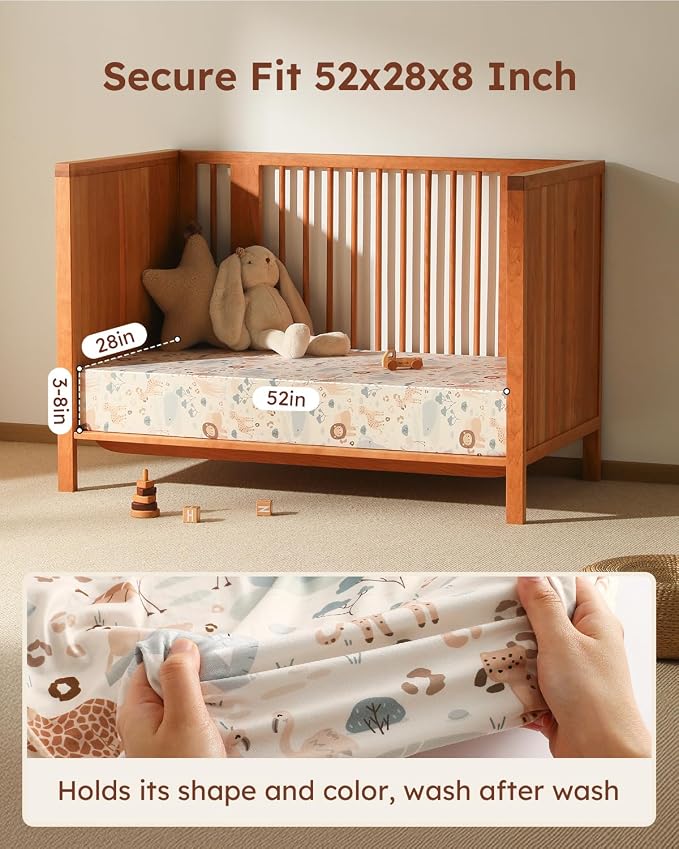 Baby Crib Sheets for Boys Girls, Breathable Soft Microfiber Baby Sheet Elephant - Image 3
