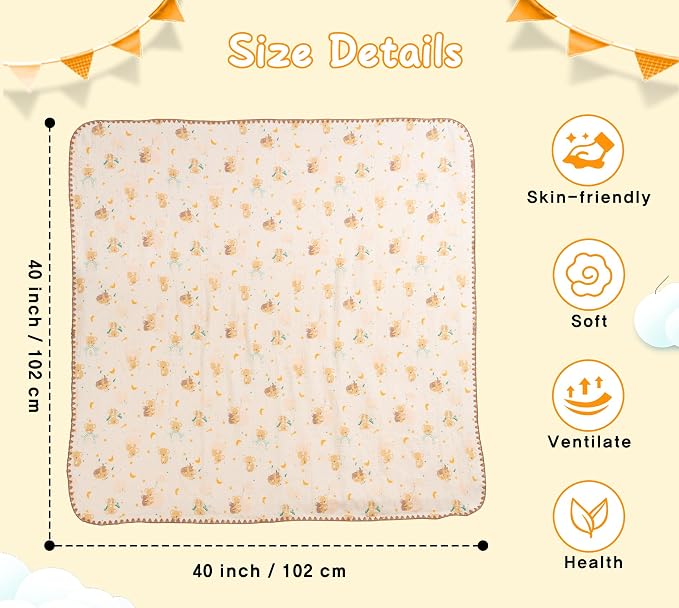 Baby Blanket Double Layer Cotton 40 x 40 Soft Receiving Blanket - Image 5