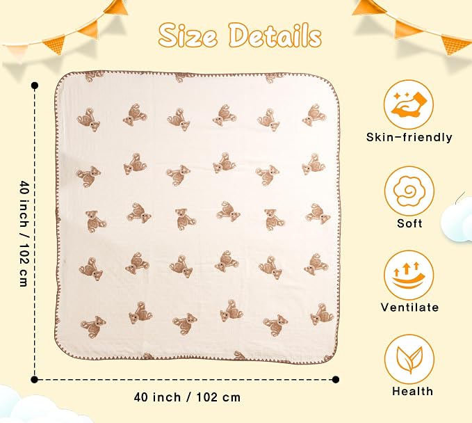 Baby Blanket Double Layer Cotton 40 x 40 Soft Receiving Blanket - Image 5