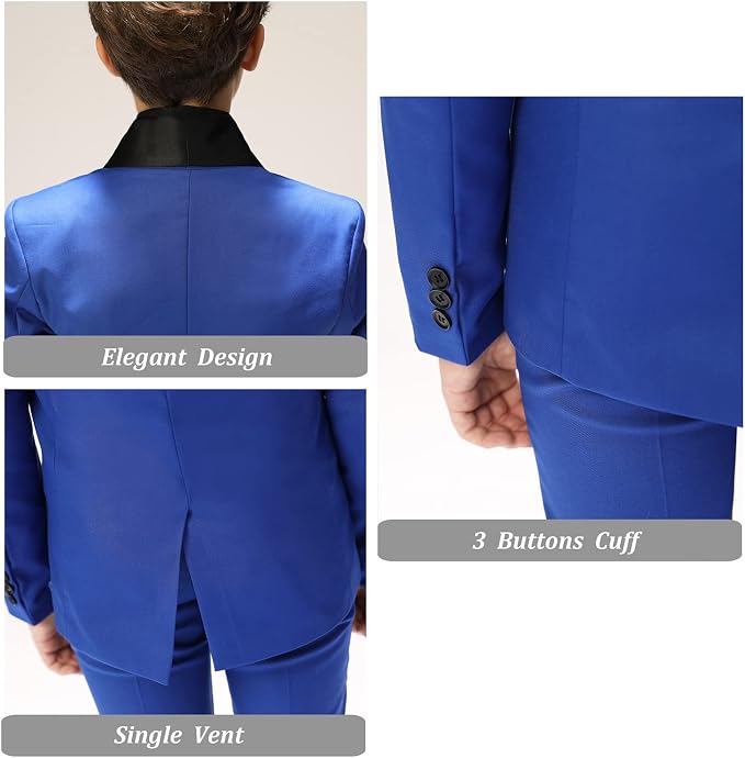 Boys Suit for Toddler Tuxedo Kids Formal Suits Set 5 Pieces Wedding Outfit - Image 4