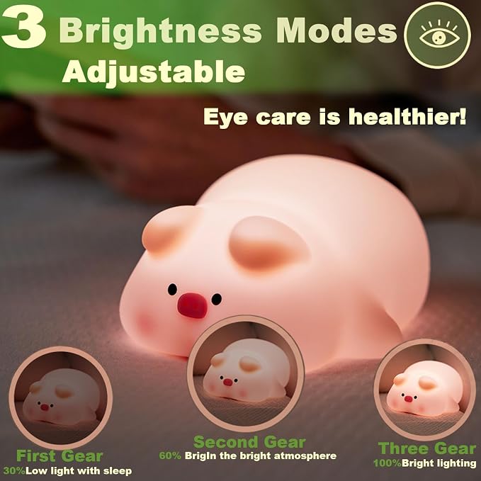 Cute Pig Lamp, Fun Lying Flat Pig Night Light, LED Squishy Animal Novelty Lamp - Image 2