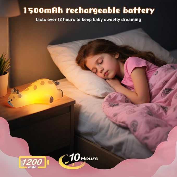 Cute Giraffe Night Light for Kids，3-Level Dimmable Nursery Nightlight, Silicone - Image 5