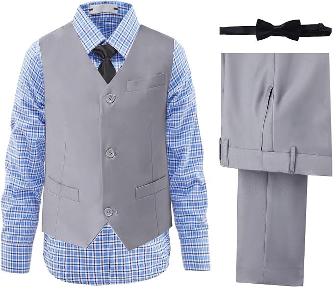 Boys' Suits Formal Slim Fit Tuxedo Boys Vest and Pants Set by DHTS