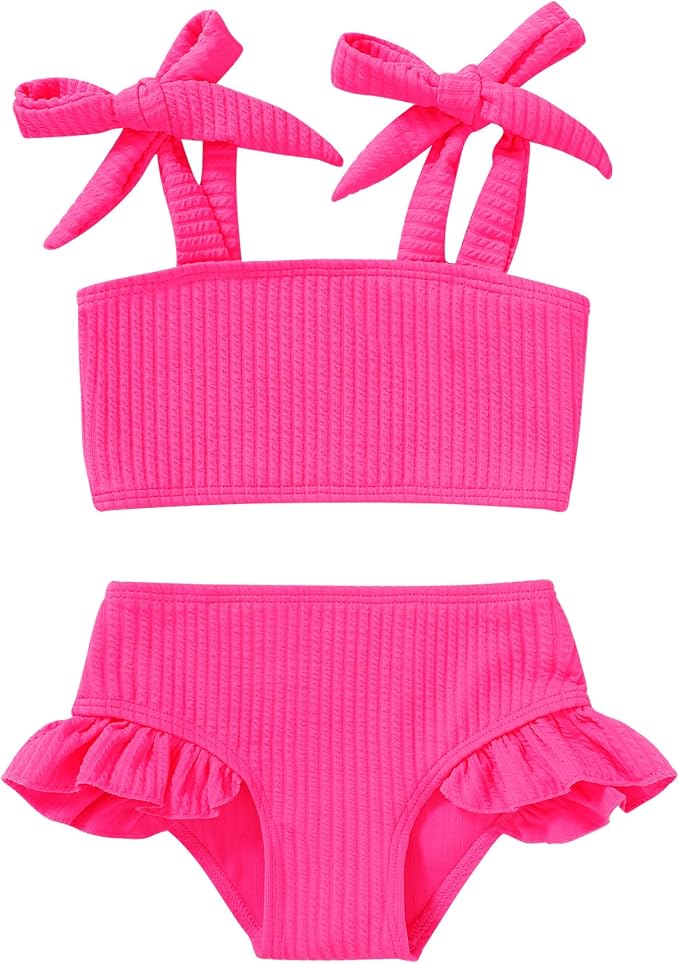 YOUNGER TREE Toddler Girls Two Pieces Swimsuit Color Block Stripe Swimwear by YOUNGERTREE