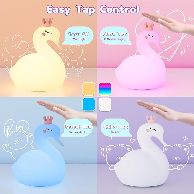 Silicone Night Light for Kids – Rechargeable Tap Control Lamp - Image 4