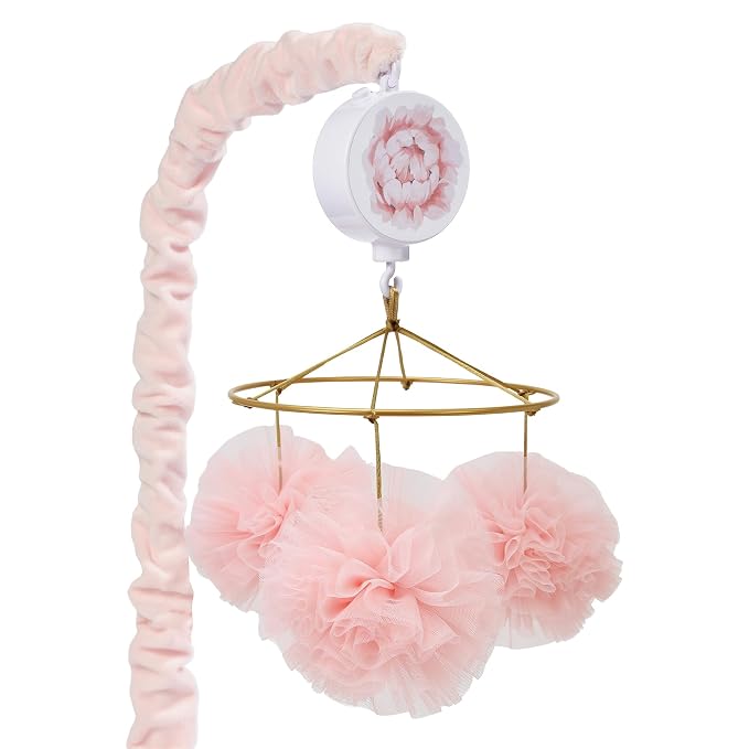 Lambs & Ivy Secret Garden Pink Pom Pom Musical Baby Crib Mobile Soother Toy by LambsIvy