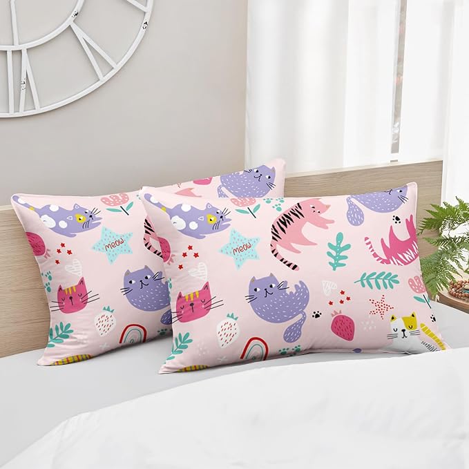 QOOMO Kawaii Cats Comforter King Size, Down Alternative, Soft and Lightweight - Image 6