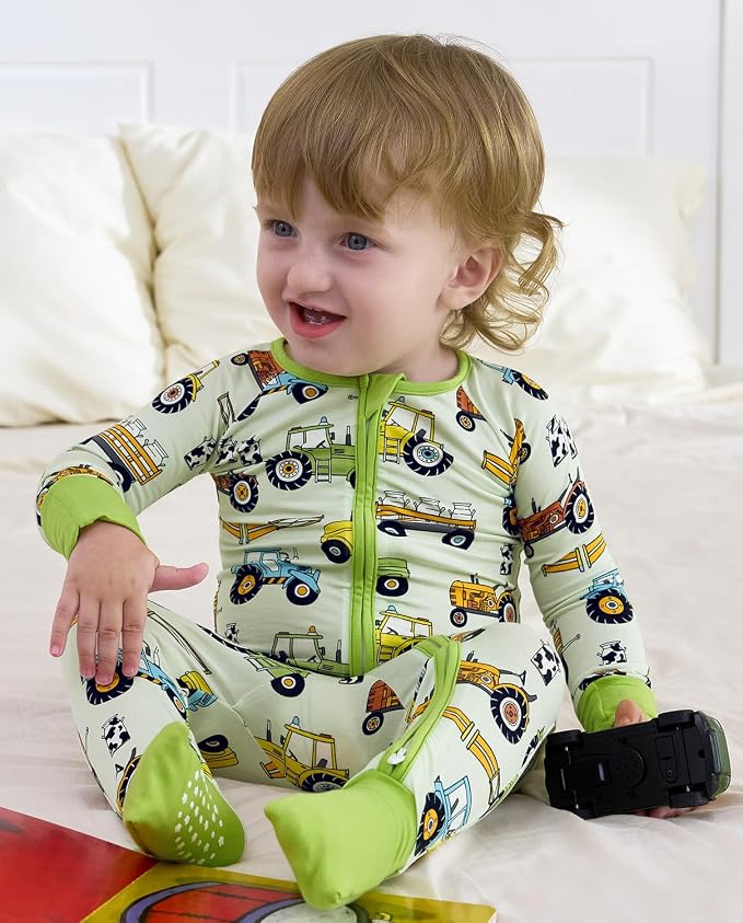 Bamboo Viscose Baby Convertible Footie Pajama, Zipper Pajamas - Image 4