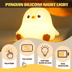 Penguin Nursery Night Light, LED Squishy Silicone Lamp, 2 Levels Dimmable - Image 3