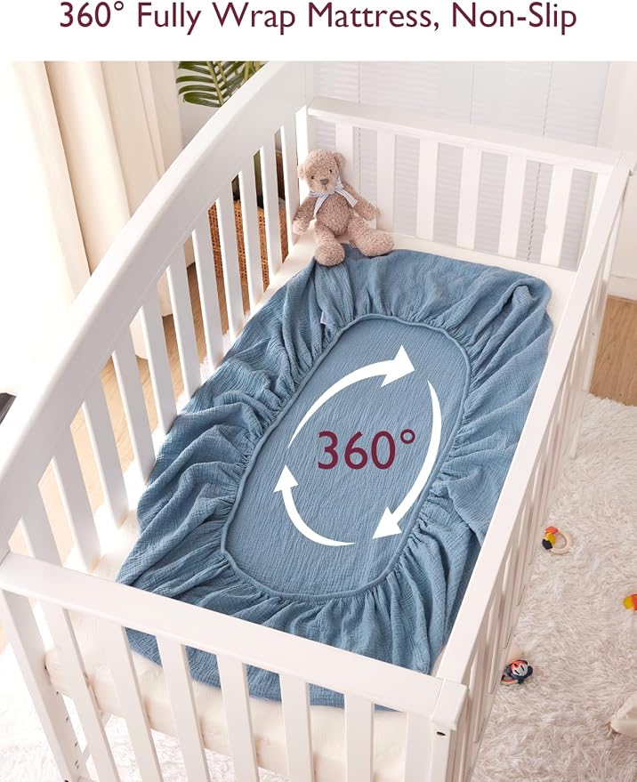 Momcozy Muslin Mini Crib Sheets Fitted - Image 6