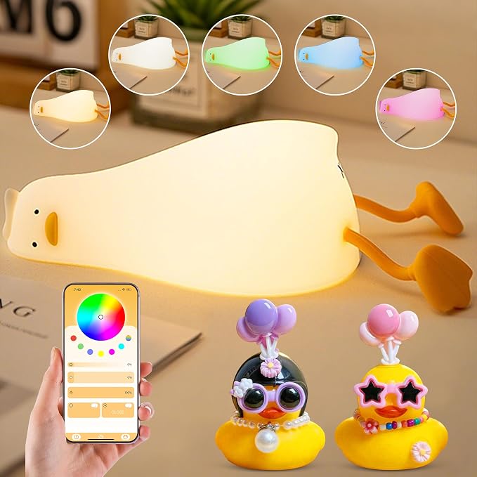 Cute Duck Night Light with Color Changing, APP/Tap Control Fun Lying Flat Ducky - Image 9
