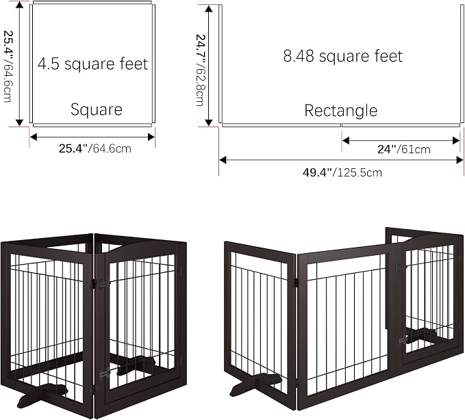 Vantas Folding Pet Gate 96" Wide, Freestanding Wire Pet Gate, Pet Puppy Safety - Image 5