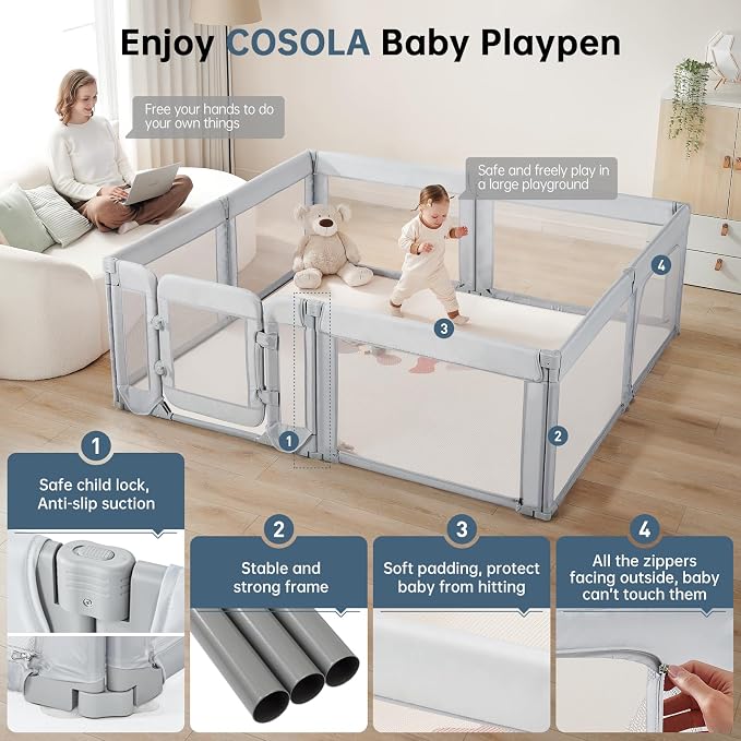 Baby Playpen, Large Play Pen for Babies and Toddlers - Image 3
