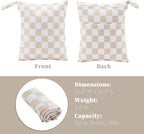 Beige Khaki Checkered Waterproof Wet Dy Diaper Bag - Image 7
