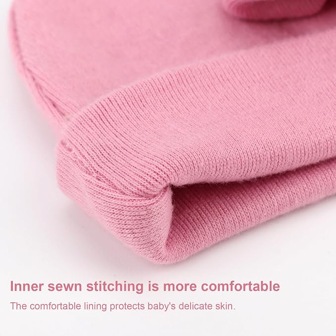 BQUBO Newborn Baby Hats Mittens Set Hospital Hat Beanie Infant Bow Hats Baby - Image 5