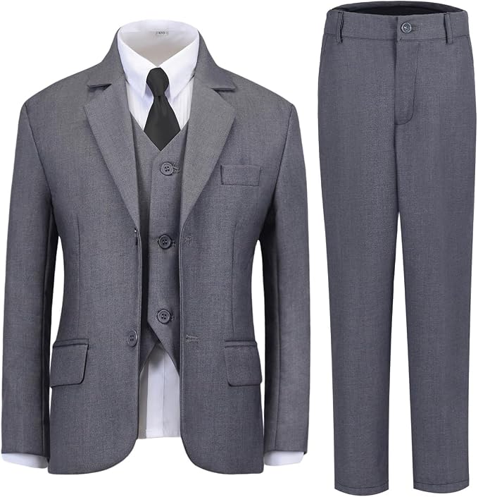 Boys Suit for Kids Teens Formal 5 Piece Tuxedo Suit Set by Lycody