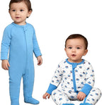 Baby Footed Pajamas with Mittens Rayon from Bamboo 2pcs Newborn Infant 2-way - Image 3