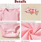 Aalizzwell Preemie Newborn Infant Baby Girls Clothes Ribbed Romper Bodysuit - Image 2
