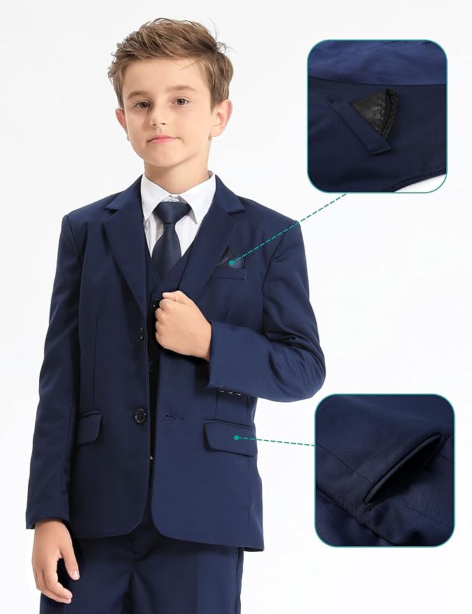 A&J DESIGN Boys 7-Piece Formal Suit Ring Bearer Outfit - Image 4