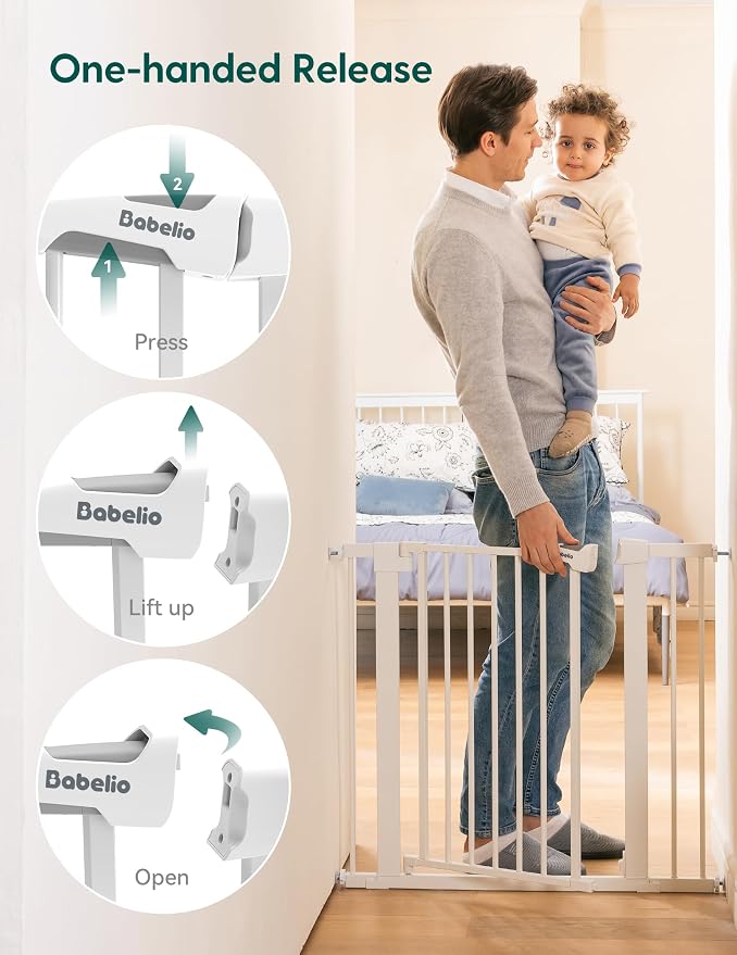 Babelio Baby Gate for Doorways and Stairs, Easy Install, Pressure Mounted - Image 6
