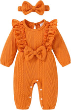 Happy Town Baby Girl Romper Infant Fall Winter Clothes Ruffle Sweater Long by HappyTown